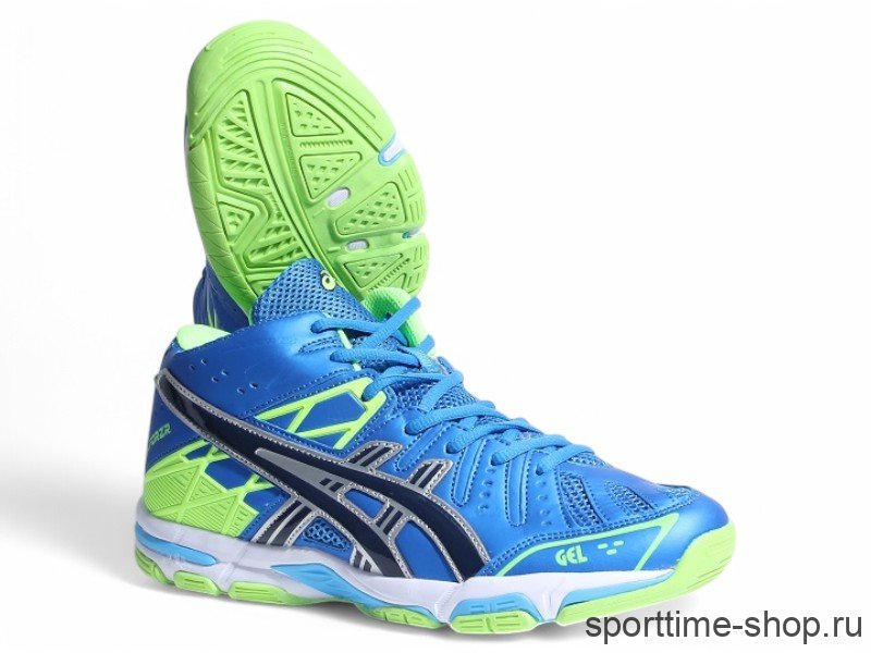 Кроссовки волейбольные высокие Asics Gel-Volley синий/салатовый 405Q (EU) купить в хабаровске купить в хабаровске