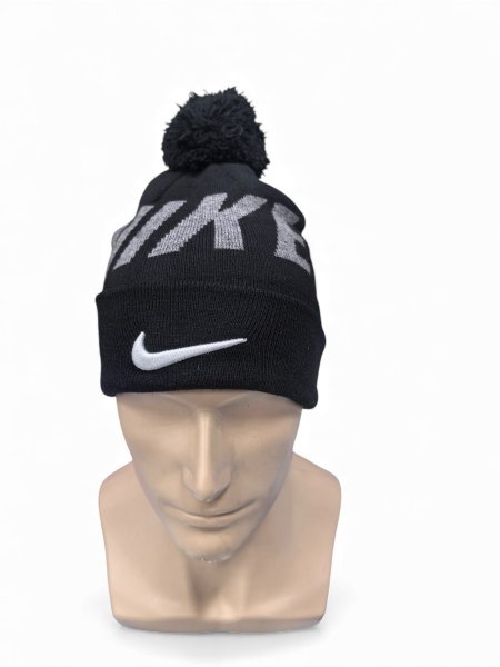 Шапка NIKE с пумпоном черный/серый / 3944 купить в хабаровске купить в хабаровске