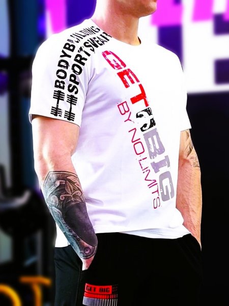 Футболка Мужская бодибилдинг GET BIG белая / 5430 купить в хабаровске купить в хабаровске