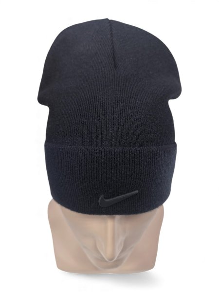 Шапка NIKE утепленная с подворотом черная / 6482 купить в хабаровске купить в хабаровске