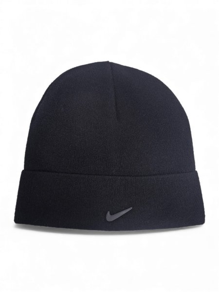 Шапка NIKE утепленная с подворотом черная / 6482 купить в хабаровске купить в хабаровске