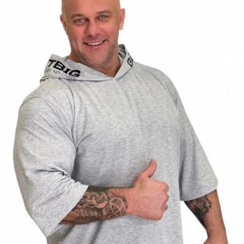 Футболка Мужская с капюшеном GET BIG св.серая / 4490