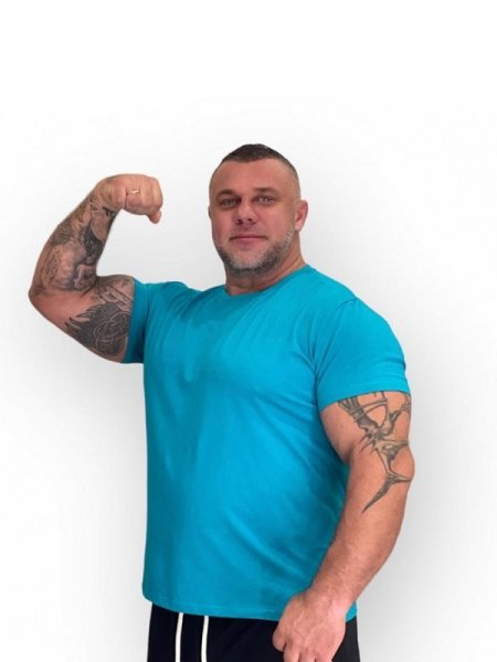 Футболка Мужская бодибилдинг GET BIG бирюзовая 5223 купить в хабаровске купить в хабаровске