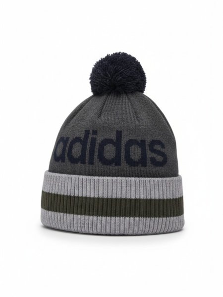 Шапка ADIDAS с бубоном темно-серая / 6495 купить в хабаровске купить в хабаровске