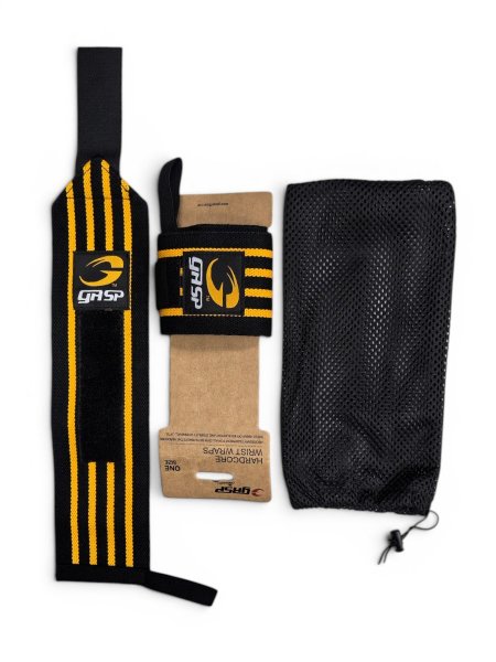 Напульсники GASP Hardcore Wrist Wraps черно-желтые / 6794 купить в хабаровске купить в хабаровске